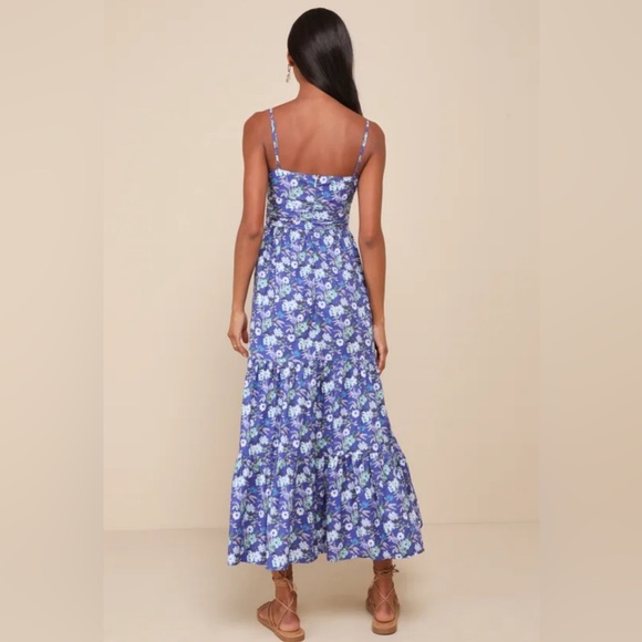 Summer Design Blue Floral Cutout O-Ring Tiered Maxi Dress - Picture 2 of 14